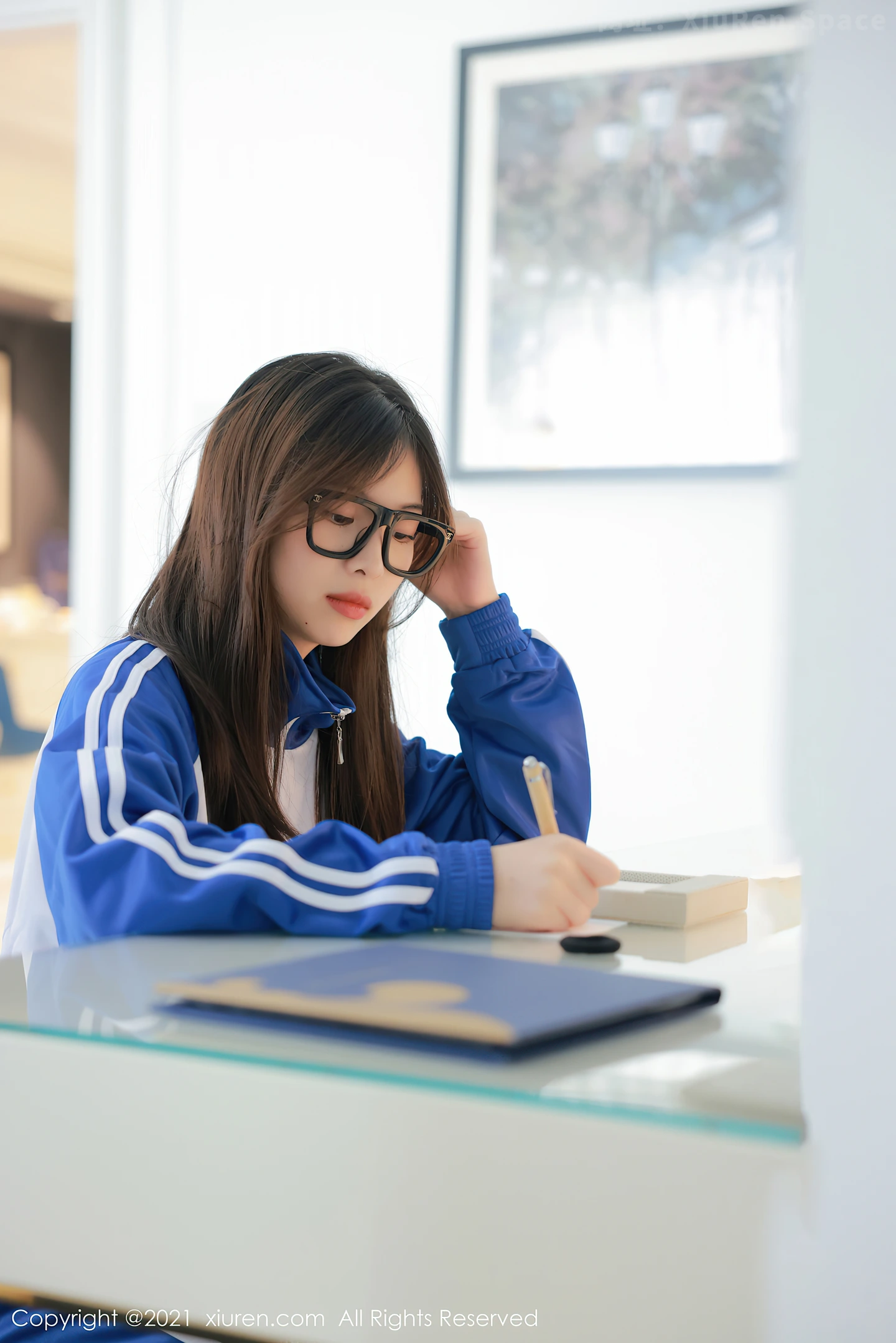 图片[3]-[XiuRen秀人网]VOL.3875 模特明日花桃桃蓝色校服主题半脱露蕾丝内衣情趣捆绑诱惑写真58P-秀人网官方网站